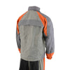 Milwaukee Leather men's gray and orange water-resistant rain suit with reflective piping, designed for outdoor protection and visibility.