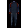 Milwaukee Leather men's gray and orange water-resistant rain suit with reflective piping, designed for outdoor protection and visibility.