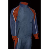 Milwaukee Leather men's gray and orange water-resistant rain suit with reflective piping, designed for outdoor protection.