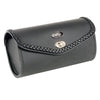 Milwaukee Leather black PVC large braid and studded windshield bag with turn clasp, clip, thigh, or fan mount, for motorcycle storage