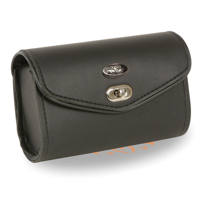 Milwaukee Performance SH49905 black PVC motorcycle windshield bag with clip and thigh attachment, designed for motorcycle riding accessories.