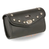 Milwaukee Leather Black PVC small studded windshield bag with quick-release clip, designed for motorcycle windshields and accessories.