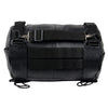 Milwaukee Leather SH535 small motorcycle leather roll bag mounted on a sissy bar, designed for biker bags and easy attachment.