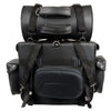 Milwaukee Leather SH538 large black PVC motorcycle touring sissy bar bag with water-resistant design and multiple storage compartments.
