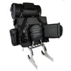Milwaukee Leather SH539 black motorcycle PVC two-piece touring sissy bar bag on a bike, designed for biker bags and travel storage.