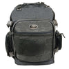 Milwaukee Leather SH540 black motorcycle sissy bar backpack with leather and textile materials, designed for biker bags.