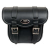 Milwaukee Leather SH545 small black PVC motorcycle sissy bar bag with multiple compartments and sturdy straps for bikers.