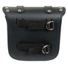 Milwaukee Leather SH546 small black PVC studded motorcycle sissy bar bag with straps and buckles, designed for biker luggage.