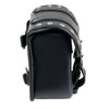 Milwaukee Leather SH546 Small black PVC studded motorcycle sissy bar bag mounted on a bike for biker accessories.