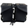 Milwaukee Leather black large PVC zip-off motorcycle saddlebags with throwover design, suitable for biker bags and motorcycle touring.
