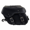 Milwaukee Leather black PVC zip-off motorcycle saddlebags with large size, designed for biker bags, shown on a motorcycle.