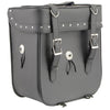 Milwaukee Leather SH581 black studded PVC sissy bar motorcycle bag attached to a motorcycle for bikers and motorcycle touring.