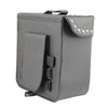 Milwaukee Leather SH582 black studded PVC sissy bar motorcycle bag attached to a bike, showing durable biker bag design.