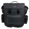 Milwaukee Leather SH584 large black PVC motorcycle sissy bar bag with five bonus pockets, designed for biker bags and storage.