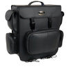 Milwaukee Leather SH584 large black PVC motorcycle sissy bar bag with five bonus pockets, designed for biker bags.