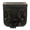 Milwaukee Leather small black PVC studded sissy bar motorcycle bag with secure straps and metal studs, designed for bikers.