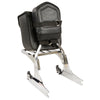 Milwaukee Leather Small black PVC studded sissy bar motorcycle bag attached to a bike's sissy bar, designed for biker storage.