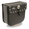Milwaukee Leather small black PVC studded motorcycle sissy bar bag with metal studs and adjustable straps.
