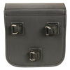 Milwaukee Leather small black PVC sissy bar motorcycle bag attached to a bike's sissy bar, designed for biker bags.