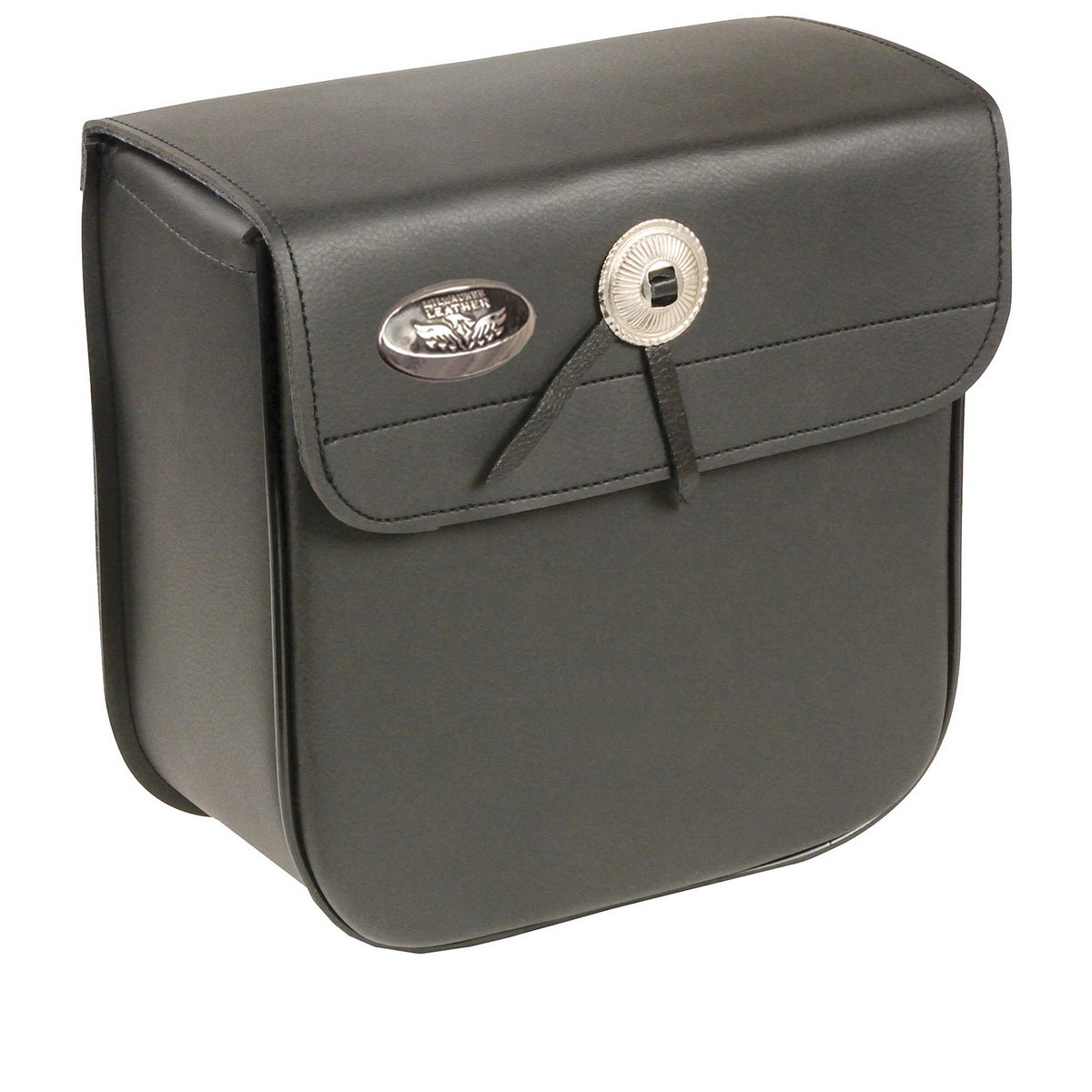 Milwaukee Leather SH59002 small black PVC motorcycle sissy bar bag with straps and zipper closure, designed for biker bags.