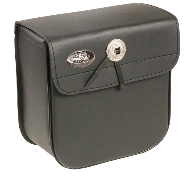 Milwaukee Leather SH59002 small black PVC motorcycle sissy bar bag with straps and zipper closure, designed for biker bags.