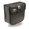 Milwaukee Leather SH590 black PVC motorcycle sissy bar bag with braided design, compact size, and durable construction for bikers.
