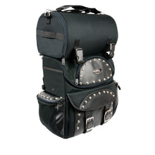 Milwaukee Leather SH602S Medium Black Textile Two Piece Studded Touring Sissy Bar Motorcycle Bag