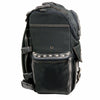 Milwaukee Leather SH602S black textile two-piece studded touring sissy bar motorcycle bag with sturdy design and multiple storage compartments.