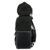 Milwaukee Leather SH605S black studded textile and PVC two-piece touring sissy bar motorcycle bag with metal studs and straps.