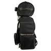 Milwaukee Leather SH605S large black studded textile and PVC touring sissy bar motorcycle bag with two compartments.