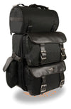 Milwaukee Leather SH606 large black textile motorcycle sissy bar bag with briefcase pockets for bikers.