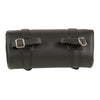 Milwaukee Leather Black PVC large tool bag with key locks, featuring clip, thigh, fan, and bag compartments for professional tools.