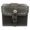 Milwaukee Leather SH618S medium black studded PVC sissy bar carry motorcycle bag with metal studs and strap attachment for bikers.