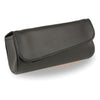 Milwaukee Leather SH622 black PVC large angled flap tool bag with Velcro closure, designed for clip, thigh, and fan bag use.