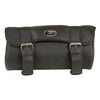 Milwaukee Leather SH625 black PVC large curved flap biker bag with quick release buckle and multiple compartments.