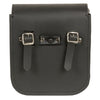 Milwaukee Leather SH628 black small studded PVC sissy bar motorcycle bag with clip and thigh straps, designed for motorcycles.