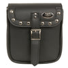 Milwaukee Leather black PVC sissy bar motorcycle bag with small studs, designed for clip and thigh bag styles.