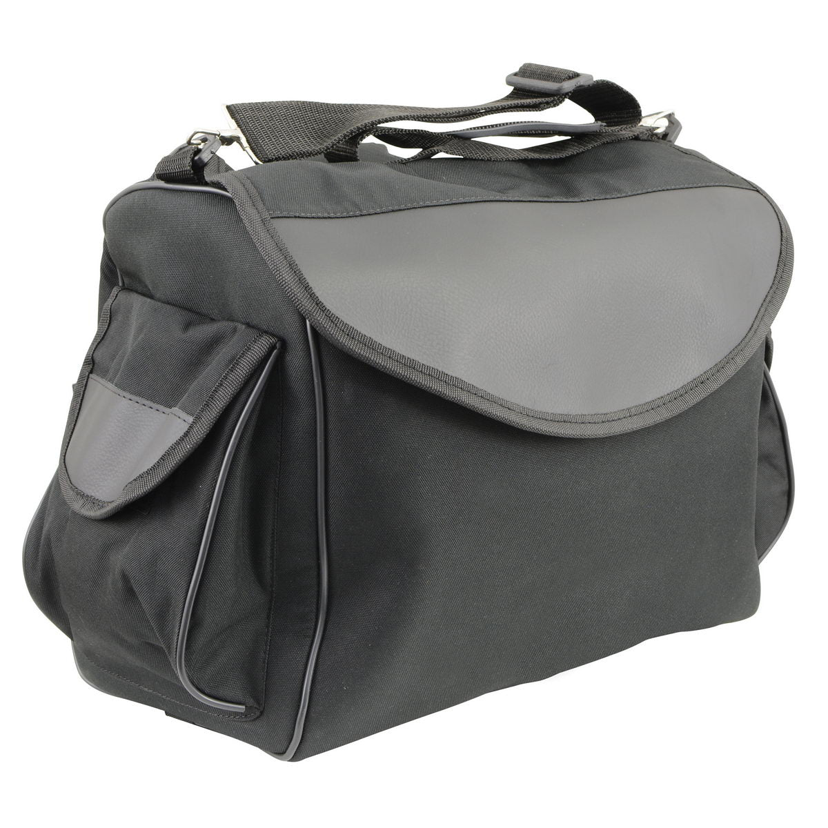 Milwaukee Leather SH630 black textile motorcycle sissy bar duffle bag with straps and handles, designed for biker bags.