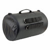 Milwaukee Leather SH631 black PVC sissy bar duffle bag mounted on a motorcycle for bikers, featuring durable material and spacious design.