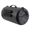 Milwaukee Leather SH631 medium black PVC sissy bar duffle bag mounted on a motorcycle, showcasing durable biker gear storage.