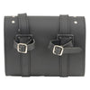 Milwaukee Leather black PVC motorcycle tool bag with double buckle and studded design, clip/ thigh/ fan/ bags style, model SH63601.