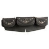 Milwaukee Leather SH671 black large studded windshield mount bag with triple pockets, turn clasps, for motorcycle storage.