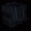 Milwaukee Leather SH681 black textile motorcycle sissy bar bag designed for ultra touring bikes, featuring sturdy construction and storage space.