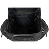Milwaukee Leather SH682 black medium motorcycle textile sissy bar travel bag with straps and zipper closure on a motorcycle seat.