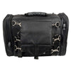 Milwaukee Leather SH684 black textile motorcycle sissy bar bag with reflective piping for bikers.