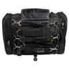 Milwaukee Leather SH684 medium black textile motorcycle sissy bar bag with reflective piping for biker bags.