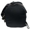 Milwaukee Leather SH684 black textile motorcycle sissy bar bag with reflective piping, designed for bikers, mounted on a motorcycle.