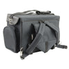 Milwaukee Leather SH685 black motorcycle sissy bar bag with textile material, mounted on a bike for biker storage.