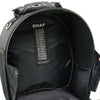 Milwaukee Leather SH687 black textile motorcycle helmet back pack attached to a sissy bar, designed for biker bags and motorcycle travel.