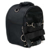 Milwaukee Leather SH687 black textile motorcycle helmet back pack sissy bar bag with adjustable straps and reflective accents.